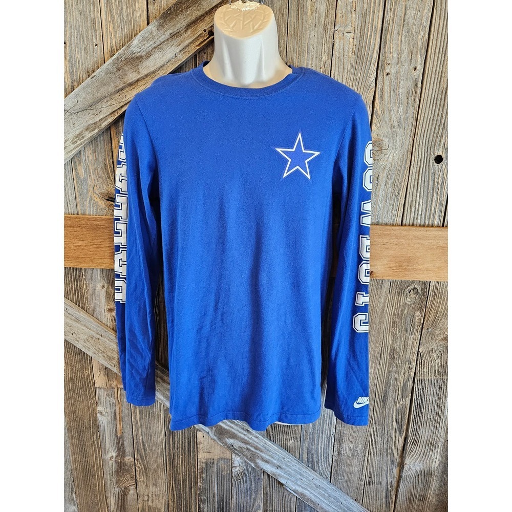 Nike Dallas cowboys football long sleeve t shirt blue small unisex ^
